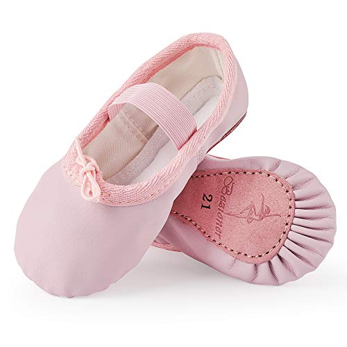 Zapatillas de Danza Cuero Zapatos de Ballet y Gimnasia Baile para Niña y Mujer Rosa 27