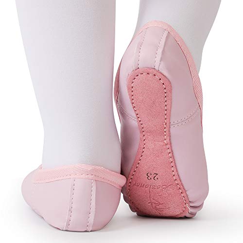 Zapatillas de Danza Cuero Zapatos de Ballet y Gimnasia Baile para Niña y Mujer Rosa 29