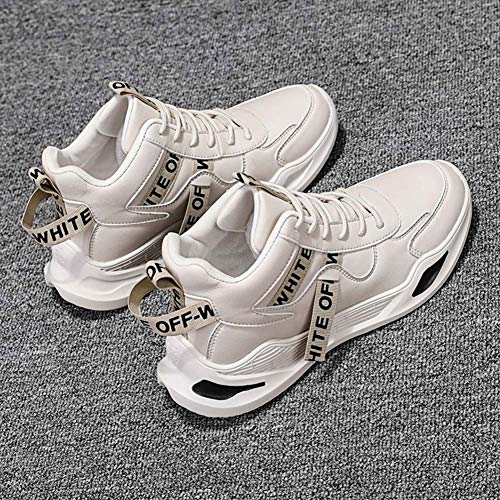 Zapatillas de deporte de caña alta para hombre tendencia de otoño zapatillas deportivas para hombre con personalidad ligera informal,Beige,42