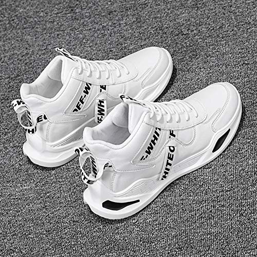 Zapatillas de deporte de caña alta para hombre tendencia de otoño zapatillas deportivas para hombre con personalidad ligera informal,Blanco,42
