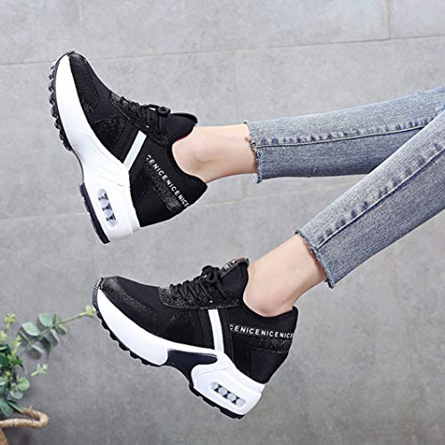 Zapatillas de Deporte de cuña Ocultas para Mujer Zapatillas de Deporte de Malla Baja Transpirables con absorción de Impactos de Verano Zapatos de Plataforma Informales para Caminar para Mujer