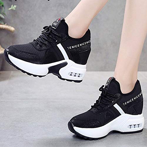 Zapatillas de Deporte de cuña Ocultas para Mujer Zapatillas de Deporte de Malla Baja Transpirables con absorción de Impactos de Verano Zapatos de Plataforma Informales para Caminar para Mujer