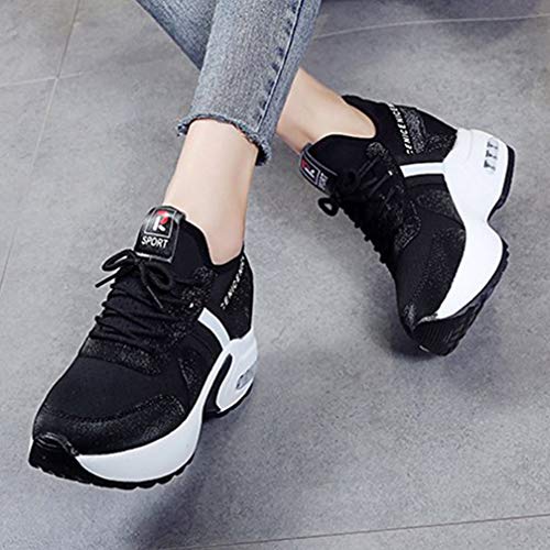 Zapatillas de Deporte de cuña Ocultas para Mujer Zapatillas de Deporte de Malla Baja Transpirables con absorción de Impactos de Verano Zapatos de Plataforma Informales para Caminar para Mujer