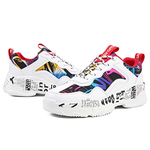 Zapatillas de Deporte de Mujer Plataformas Graffiti Vulcanizado Colorido Atlético Fondo Grueso Suela con Cordones Chunky Casual Sports Clunky Sneakers