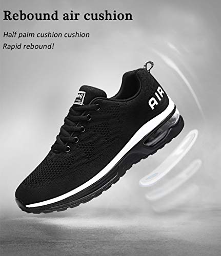 Zapatillas de Deporte Hombre Mujer Running Bambas Ligero Zapatos para Correr Respirable Calzado Deportivo Andar Crossfit Sneakers Gimnasio Moda Casuales Fitness Outdoor Blackwhite01 41