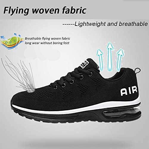 Zapatillas de Deporte Hombre Mujer Running Bambas Ligero Zapatos para Correr Respirable Calzado Deportivo Andar Crossfit Sneakers Gimnasio Moda Casuales Fitness Outdoor Blackwhite01 41