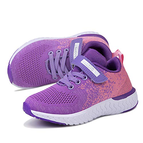 Zapatillas de Deporte para Niñas Zapatillas de Correr Zapatos para Caminar al Aire Libre(YF64-Púrpura 33EU)