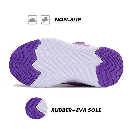 Zapatillas de Deporte para Niñas Zapatillas de Correr Zapatos para Caminar al Aire Libre(YF64-Púrpura 33EU)
