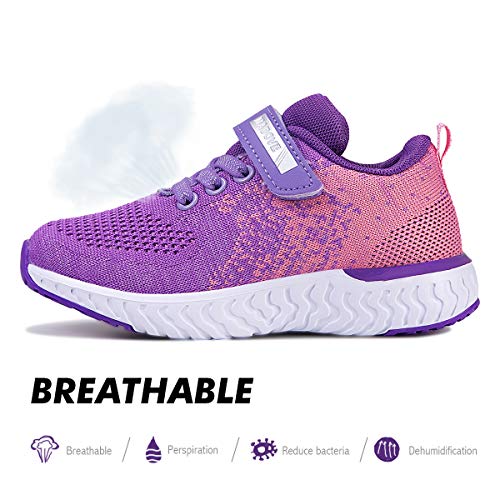 Zapatillas de Deporte para Niñas Zapatillas de Correr Zapatos para Caminar al Aire Libre(YF64-Púrpura 33EU)
