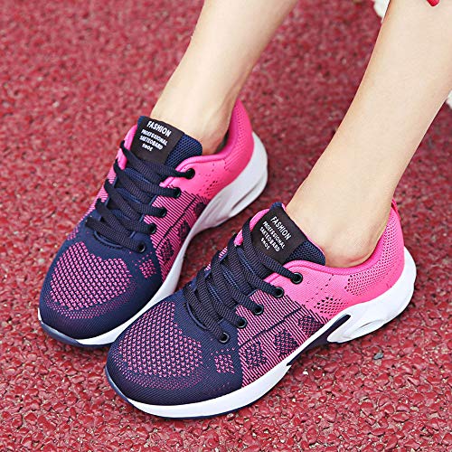 Zapatillas de Deporte Respirable para Correr Deportes Zapatos Running Cojines de Aire Calzado Mecedora Net para Estudiante Volar Zapatos Deportivas de Mujer Gimnasia Ligero Sneakers Atletismo riou