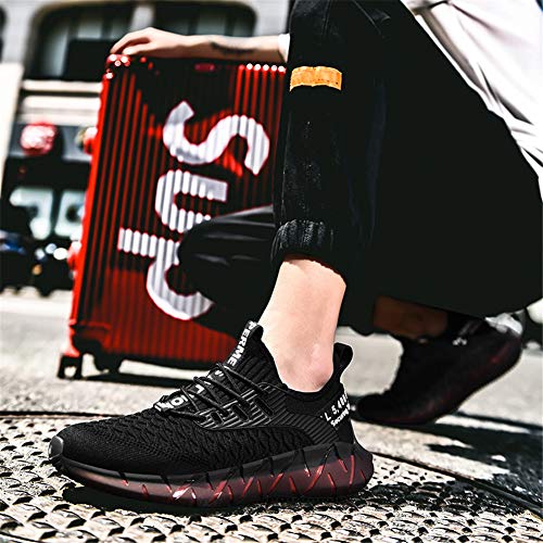 Zapatillas de Deportes Hombre Mujer Zapatos Deportivos Running Zapatillas para Correr Ligero y con Estilo Negro Blanco Gris Dorado G156 Black 41EU