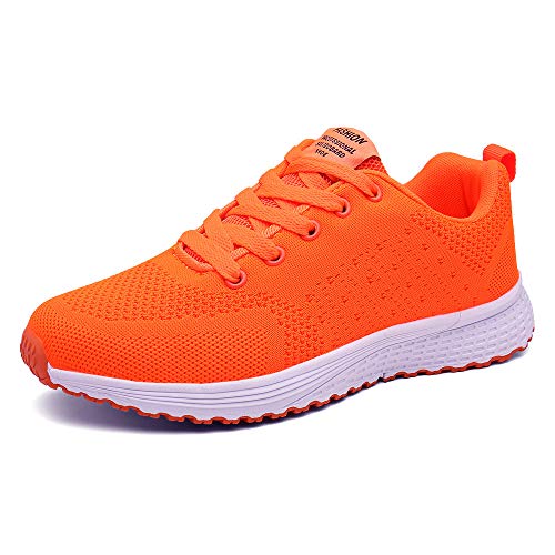Zapatillas de Deportivos de Running para Mujer Gimnasia Ligero Sneakers Brillante Naranja 36