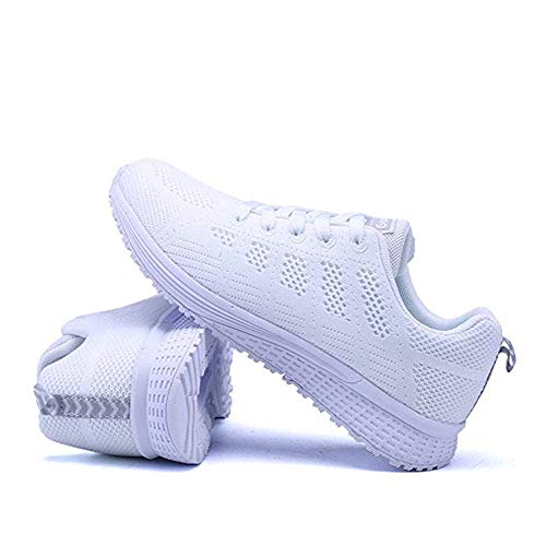 Zapatillas de Deportivos de Running para Mujer Gimnasia Ligero Sneakers Negro Azul Gris Blanco 35-40 Blanco 39