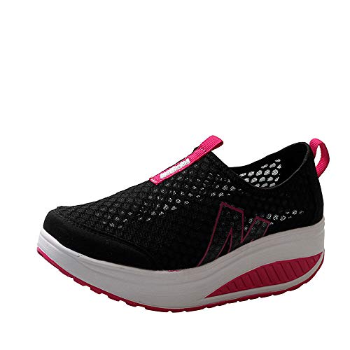 Zapatillas de Deportivos de Running para Mujer Malla Transpirable Pendiente con Suela Gruesa para Aumentar los Zapatos Casuales Running Fitness Sneakers Zapatos Mecedora riou