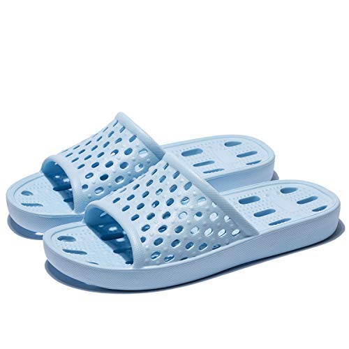 Zapatillas de Ducha para Mujeres Antideslizantes Chanclas y Sandalias de Piscina Sandalias de Baño (Azul, 37)