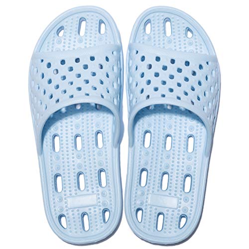 Zapatillas de Ducha para Mujeres Antideslizantes Chanclas y Sandalias de Piscina Sandalias de Baño (Azul, 37)