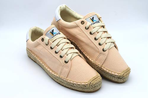 Zapatillas de Esparto de Mujer con Cordones Gente jóven Zapatos cómodos de Moda (Belly Rosa, Numeric_39)