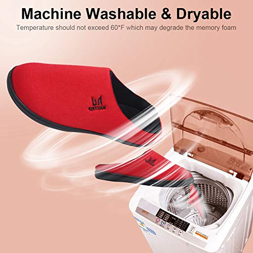 Zapatillas de Espuma viscoelástica para Hombres Casa Interior Exterior Acogedor Invierno Cálido Antideslizante Zapatos para el hogar Dormitorio Casual Suela de Goma Rojo Tamaño 42 43