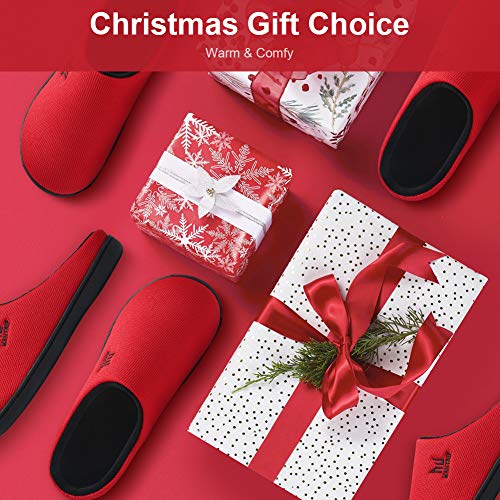 Zapatillas de Espuma viscoelástica para Hombres Casa Interior Exterior Acogedor Invierno Cálido Antideslizante Zapatos para el hogar Dormitorio Casual Suela de Goma Rojo Tamaño 42 43