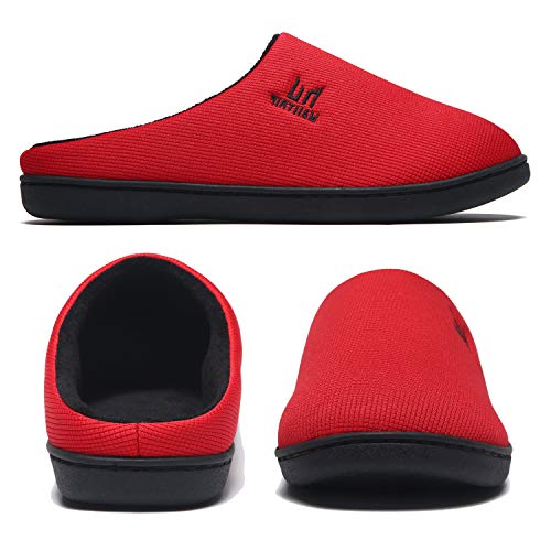 Zapatillas de Espuma viscoelástica para Hombres Casa Interior Exterior Acogedor Invierno Cálido Antideslizante Zapatos para el hogar Dormitorio Casual Suela de Goma Rojo Tamaño 42 43