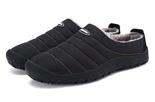 Zapatillas de Estar para Casa Hombre Mujer Invierno Calentitas Zapatillas de Deporte con Suela Antideslizante,Negro,41