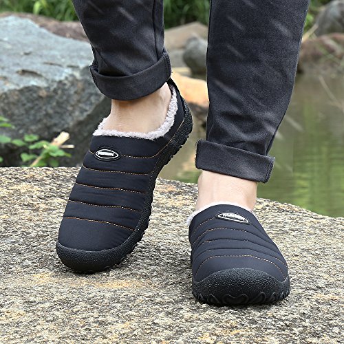 Zapatillas de Estar para Casa Hombre Mujer Invierno Calentitas Zapatillas de Deporte con Suela Antideslizante,Negro,41