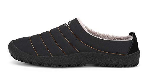 Zapatillas de Estar para Casa Hombre Mujer Invierno Calentitas Zapatillas de Deporte con Suela Antideslizante,Negro,45