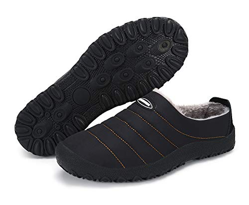 Zapatillas de Estar para Casa Hombre Mujer Invierno Calentitas Zapatillas de Deporte con Suela Antideslizante,Negro,45