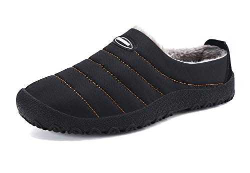 Zapatillas de Estar para Casa Hombre Mujer Invierno Calentitas Zapatillas de Deporte con Suela Antideslizante,Negro,45