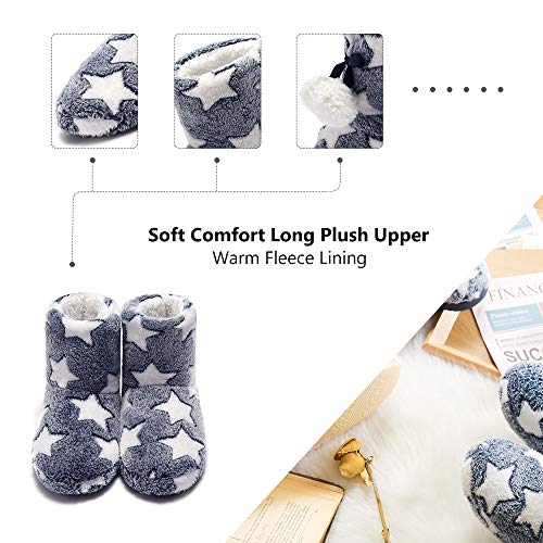 Zapatillas de Estar por casa Bootie Estrellas Lindo Peluche Mujer Azul 38/39