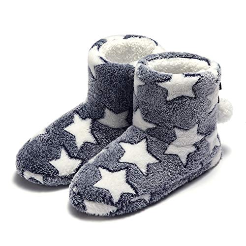 Zapatillas de Estar por casa Bootie Estrellas Lindo Peluche Mujer Azul 38/39