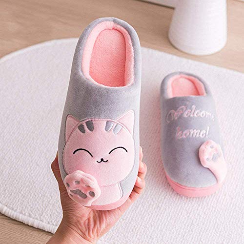 Zapatillas De Estar por Casa De Mujer Homber Invierno Dibujos Animados Gato Antideslizante CáLido Interior Dormitorio Slippers