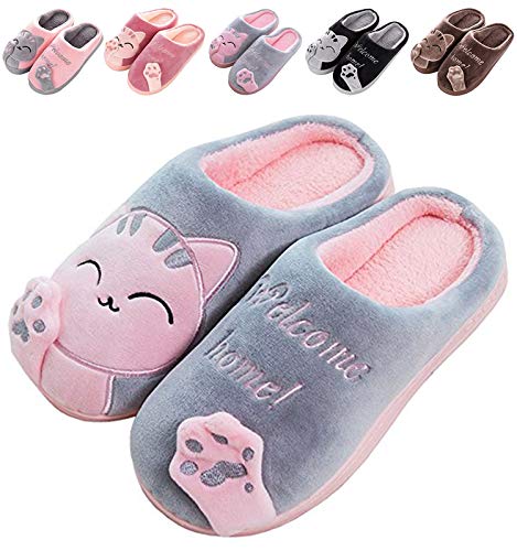 Zapatillas De Estar por Casa De Mujer Homber Invierno Dibujos Animados Gato Antideslizante CáLido Interior Dormitorio Slippers