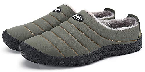 Zapatillas de Estar por Casa Mujer Hombre, Invierno Zapatos de Casa con Forro de Piel - Cálidas y Cómodas - con Suela Antideslizante para Exterior e Interior,Verde 44