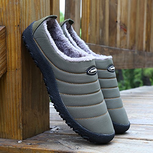 Zapatillas de Estar por Casa Mujer Hombre, Invierno Zapatos de Casa con Forro de Piel - Cálidas y Cómodas - con Suela Antideslizante para Exterior e Interior,Verde 44
