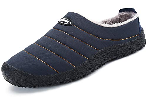 Zapatillas de Estar por Casa Mujer Hombre, Invierno Zapatos de Casa con Forro de Piel - Cálidas y Cómodas - con Suela Antideslizante para Exterior e Interior,Azul 44