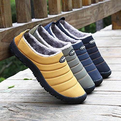 Zapatillas de Estar por Casa Mujer Hombre, Invierno Zapatos de Casa con Forro de Piel - Cálidas y Cómodas - con Suela Antideslizante para Exterior e Interior,Amarillo 38