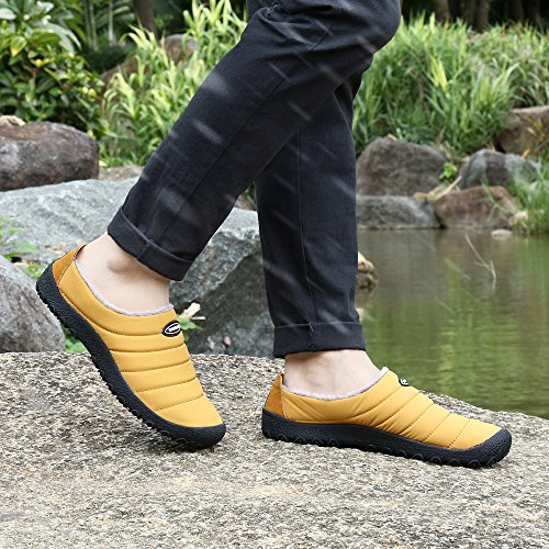 Zapatillas de Estar por Casa Mujer Hombre, Invierno Zapatos de Casa con Forro de Piel - Cálidas y Cómodas - con Suela Antideslizante para Exterior e Interior,Amarillo 42