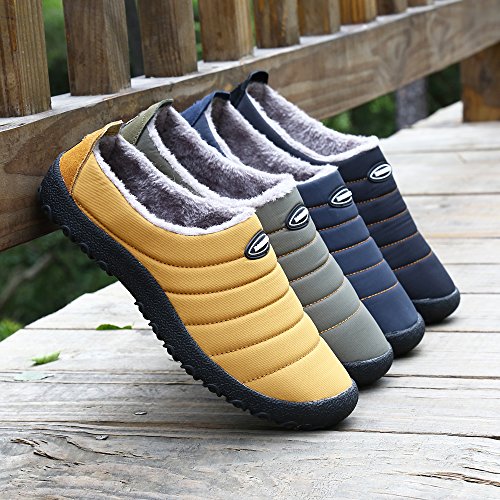 Zapatillas de Estar por Casa Mujer Hombre, Invierno Zapatos de Casa con Forro de Piel - Cálidas y Cómodas - con Suela Antideslizante para Exterior e Interior,Amarillo 42