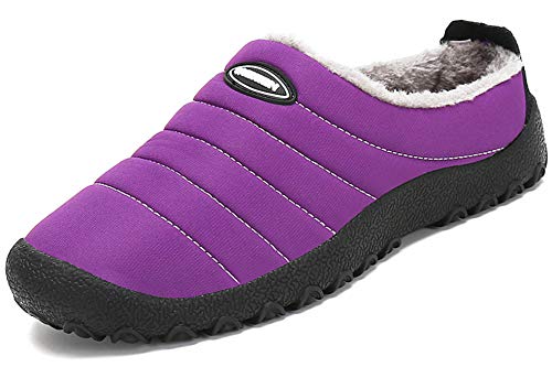 Zapatillas de Estar por Casa Mujer Hombre, Invierno Zapatos de Casa con Forro de Piel - Cálidas y Cómodas - con Suela Antideslizante para Exterior e Interior,Púrpura 39