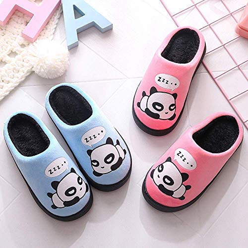 Zapatillas de Estar por Casa para Niñas Niños Otoño Invierno Zapatillas Mujer Hombres Interior Caliente Suave Dibujos Animados Panda Zapatos Azul 35/36 EU = 36/37 CN