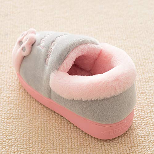 Zapatillas de Estar por Casa para Niño Niña Zapatos Pantuflas Invierno Mujer Hombre Interior Caliente Peluche Forradas Slippers, Gato Gris, 25/26 EU(talla fabricante 18/19)