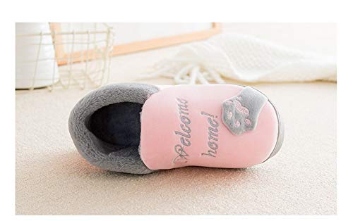 Zapatillas de Estar por Casa para Niño Niña Zapatos Pantuflas Invierno Mujer Hombre Interior Caliente Peluche Forradas Slippers, Gato Pink, 30/31 EU