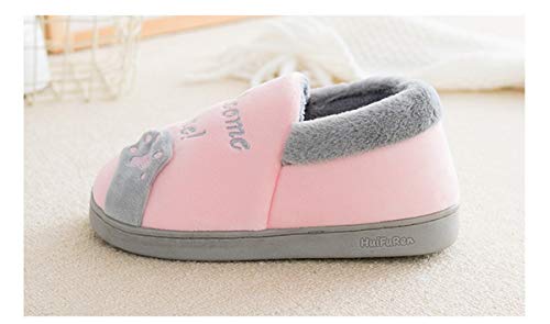 Zapatillas de Estar por Casa para Niño Niña Zapatos Pantuflas Invierno Mujer Hombre Interior Caliente Peluche Forradas Slippers, Gato Pink, 30/31 EU