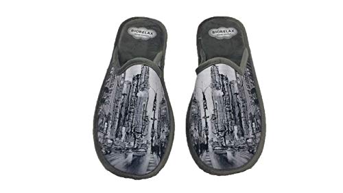 Zapatillas de Estar por casa/Hombre/Biorelax/Dibujo Rascacielos/Empeine Grenoble/Cámara de Aire/Talón Acolchado/Suela Goma/Talla 44