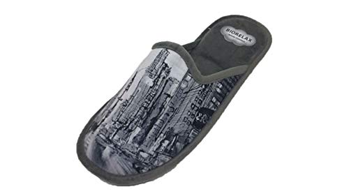 Zapatillas de Estar por casa/Hombre/Biorelax/Dibujo Rascacielos/Empeine Grenoble/Cámara de Aire/Talón Acolchado/Suela Goma/Talla 44