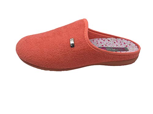 Zapatillas de Estar por casa/Mujer/Biorelax/Apto Plantilla ortopedica/Plantilla Extraible/Empeine :Algodón Rizo/Coral/Talla 42