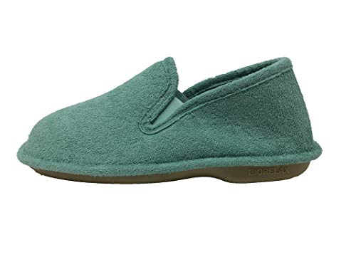 Zapatillas de Estar por casa/Mujer/Biorelax/Primavera-Verano/Talón Cerrado/Algodón Rizo/Suela: Goma/Talón Acolchado/Color Aguamar/Talla 37