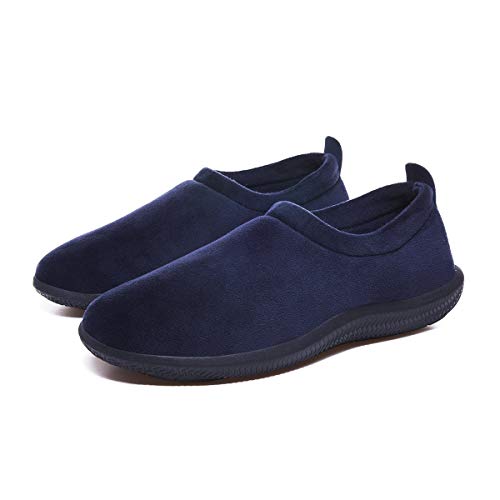 Zapatillas de Invierno Mujer Hombre Pantuflas de algodón con Memoria Zapatillas de Estar Al Aire Libre Forro cálido Pantuflas Mocasín Estilo,Azul,41 EU