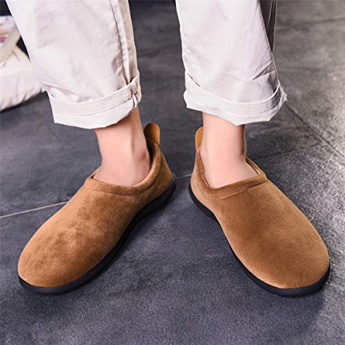 Zapatillas de Invierno Mujer Hombre Pantuflas de algodón con Memoria Zapatillas de Estar Al Aire Libre Forro cálido Pantuflas Mocasín Estilo,Marrón,39 EU